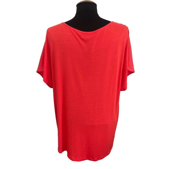 APT. 9 Women's Salmon V-Neck Short Sleeve Top XL Polyester/Rayon - Picture 3 of 8